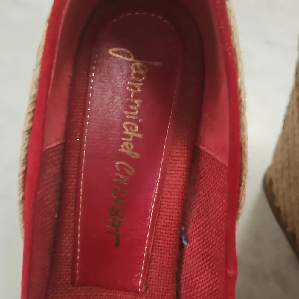 Jean- Michael Cazabat Red Peep-Toe Wedge Shoes
